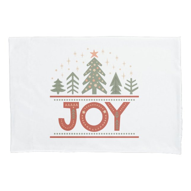Christmas Joy Boho Holiday Pillowcase (Front)