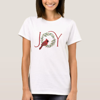 Christmas JOY Cardinal in Wreath T-Shirt