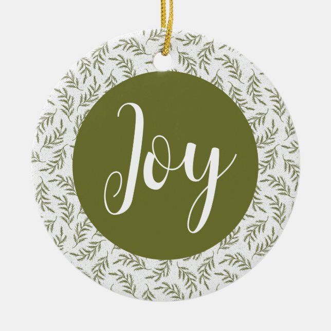 Christmas Joy Custom Family Photo Holiday Ceramic Ornament (Front)