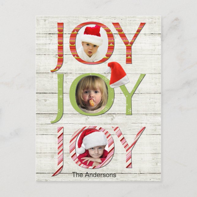 Christmas Joy Custom Photo Holiday Postcard (Front)