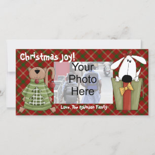 Christmas Joy, Dog and Cat Custom Photo Cards