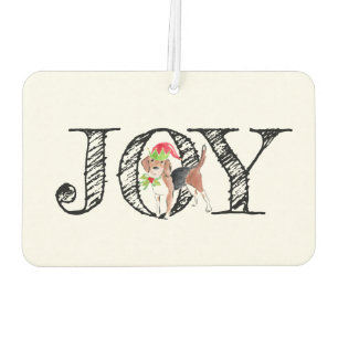 Christmas JOY Dog Holly Hat Festive Holiday Fun Air Freshener