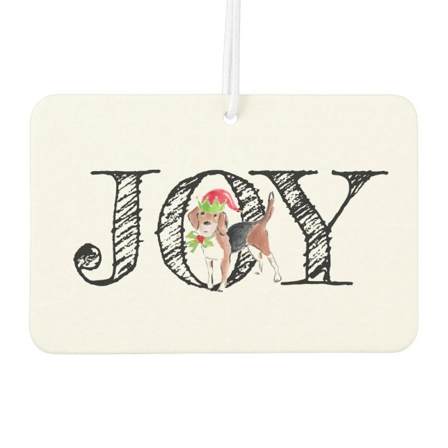Christmas JOY Dog Holly Hat Festive Holiday Fun Air Freshener (Back)