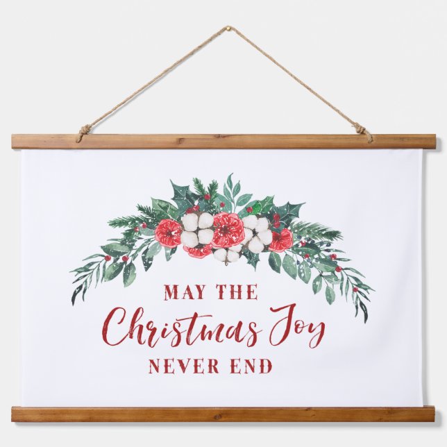 Christmas Joy Evergreen Bouquet Hanging Tapestry (Front)
