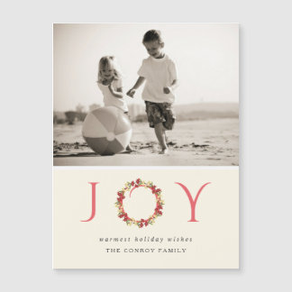 Christmas Joy Floral Wreath Classy Modern Photo
