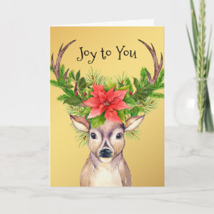 Christmas Joy Holiday Deer Illustration Card