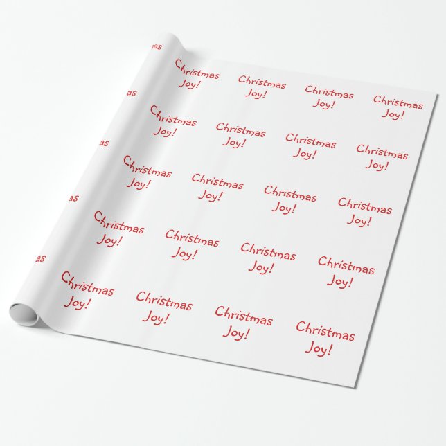 Christmas Joy Holiday Red Font Wrapping Paper (Unrolled)