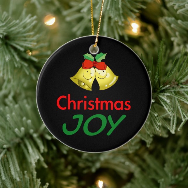 Christmas joy (holly bells) ceramic ornament (Tree)