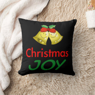 Christmas joy (holly bells) throw pillow