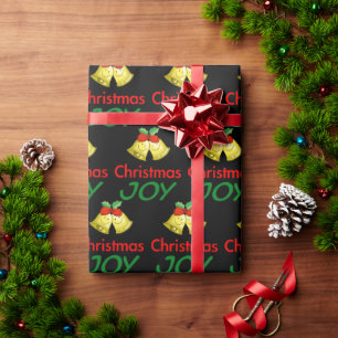 Christmas joy (holly bells) wrapping paper