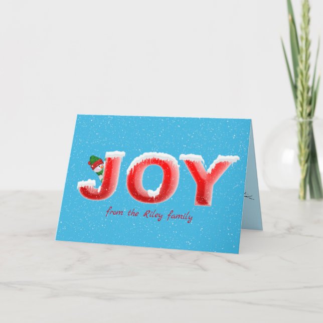 Christmas joy in snowflakes with snowman card (Front)