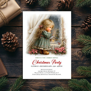 Christmas Joy Invitation Cute Girl Christmas Scene