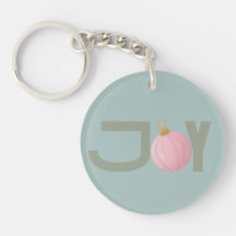 Christmas Joy minimalist sage pink keychain