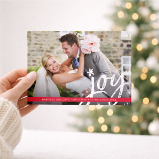 CHRISTMAS JOY modern overlay photo script Holiday Card