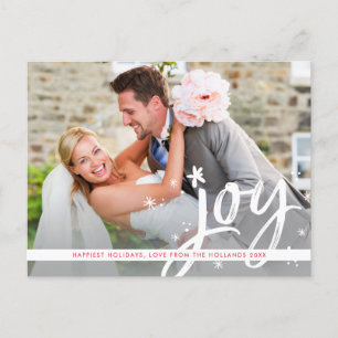 CHRISTMAS JOY modern overlay photo script writing Holiday Postcard