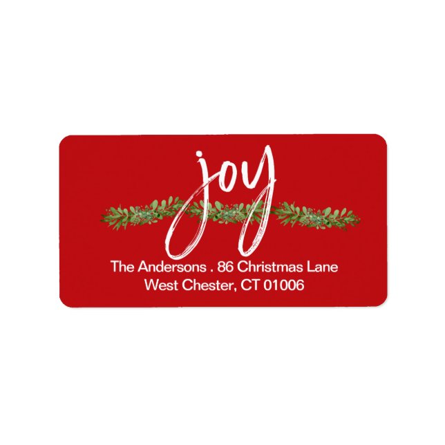 Christmas Joy Modern Script Return Address Label (Front)