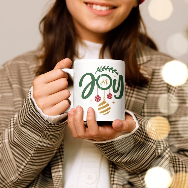 Christmas Joy Ornament Monogram Coffee Mug (Creator Uploaded)