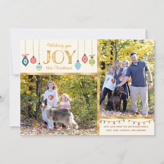 Christmas Joy Ornaments Photo Holiday Card (Front)