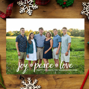 Christmas Joy Peace Love Snowflake Holiday Photo Card