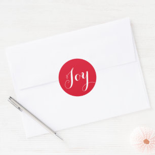 Christmas Joy Red White Typography Envelope Seal