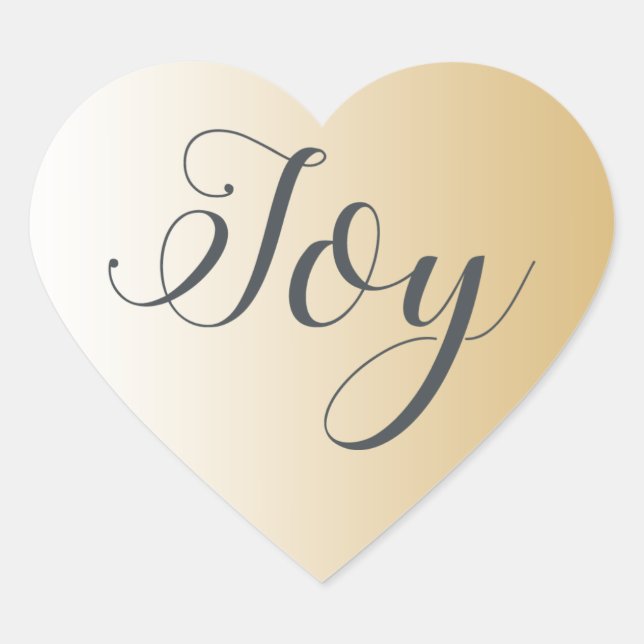 Christmas Joy Shiny Gold Ombre Heart Sticker (Front)