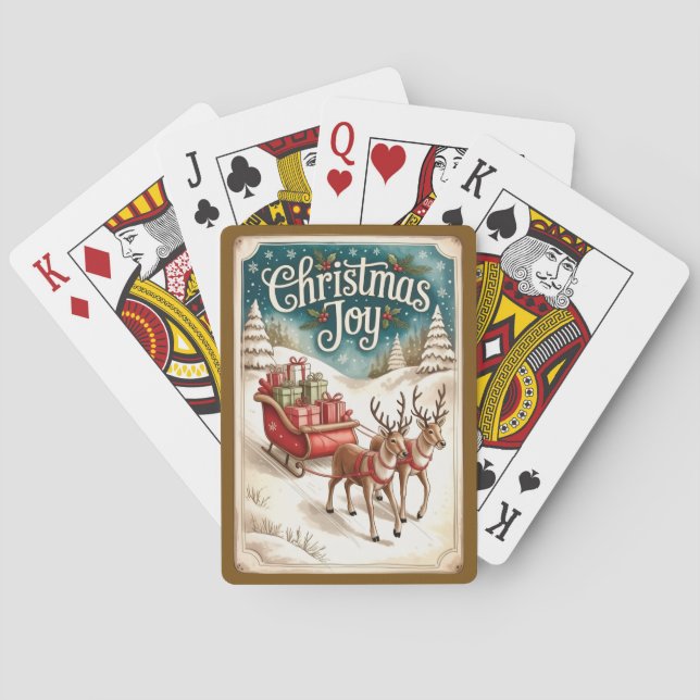 Christmas Joy Sleigh & Winter Scene Playing Cards (Back)