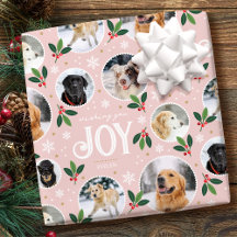 Christmas Joy Snowflake Cute Photo Collage Pink