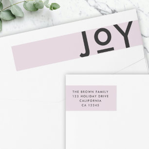 Christmas Joy Soft Lilac Purple Minimal Address Wrap Around Label