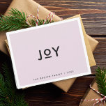 Christmas Joy | Soft Lilac Purple Minimal Simple Holiday Card<br><div class="desc">Simple, stylish, trendy "joy" folded holiday card with modern minimalist typography in black on a lilac purple pink pastel background framed by a simple white border. The name and year can be easily customized for a personal touch. A quirky, minimal christmas card to stand out from the crowd! #christmas #card...</div>