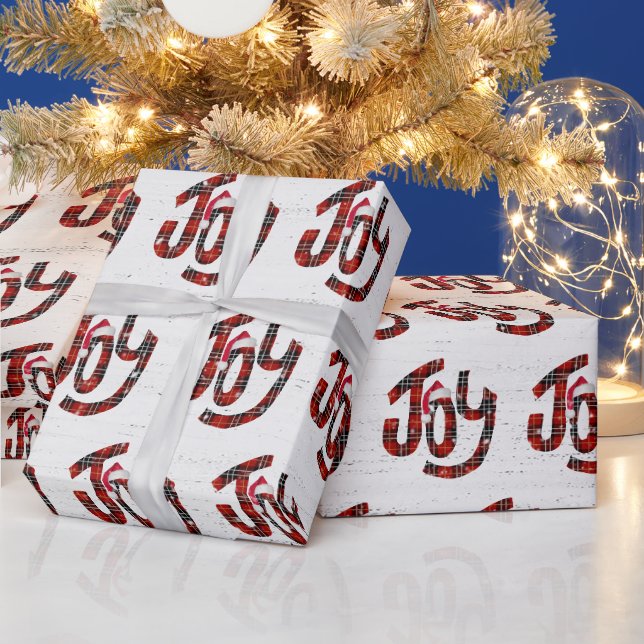 Christmas Joy Tartan Plaid Wrapping Paper (Holidays)
