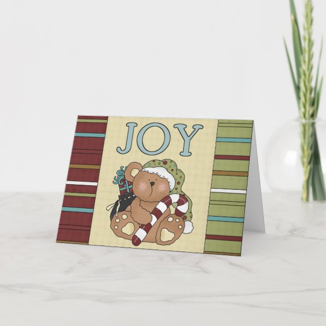Christmas Joy Teddy Bear Greeting Card (Front)