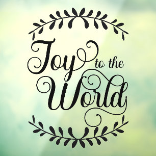 Christmas Joy To The World Black Business Window Cling
