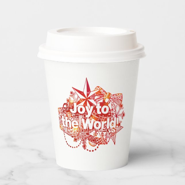 Christmas Joy to the World Paper Coffee Cup (Front)