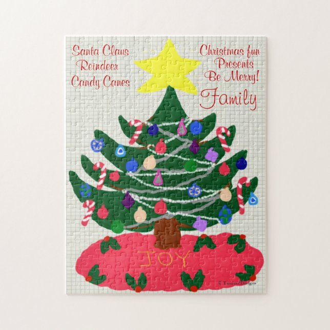 Christmas JOY Tree Yellow Star Holiday Jigsaw Puzzle (Vertical)