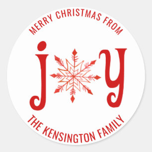 Christmas Joy Typography Snowflake Envelope Seal
