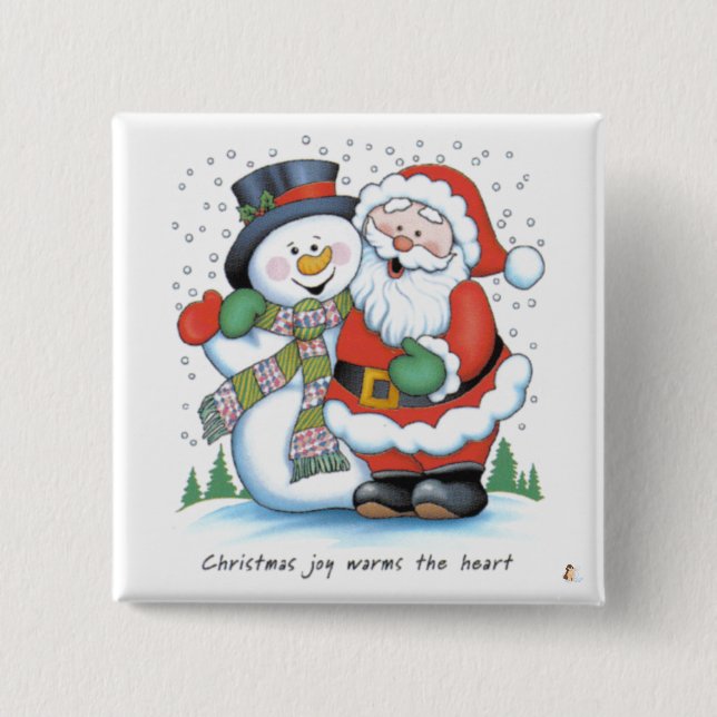 Christmas Joy Warms The Heart 2 Inch Square Button (Front)