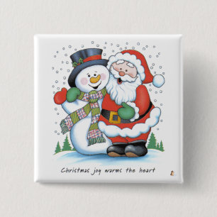 Christmas Joy Warms The Heart 2 Inch Square Button