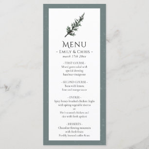Christmas Joy Watercolor Winter Wedding Menu