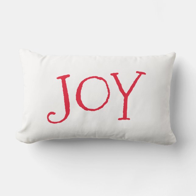 Christmas Joy White Red Outdoor Lumbar Pillow (Front)