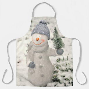 Christmas Joy with Smiling Snowman Apron