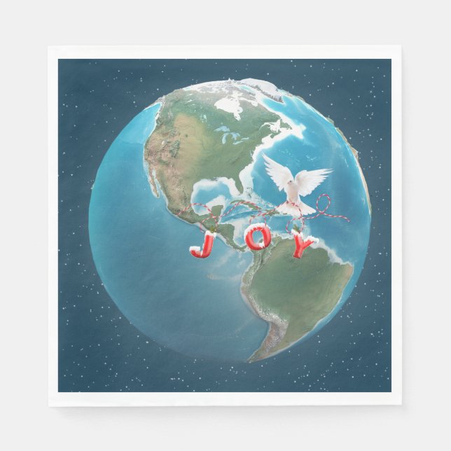 Christmas JOY with White Dove on World Napkin (Front)