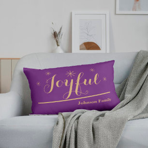 Christmas Joyful Elegant Personalized Family Name  Lumbar Pillow