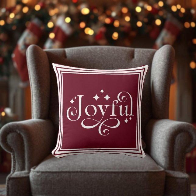 Christmas Joyful Script Throw Pillow (Christmas Joyful Script Throw Pillow)