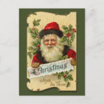 Christmas, Joys be Thine Holiday Postcard<br><div class="desc">Vintage Victorian Santa Claus postcard image.</div>