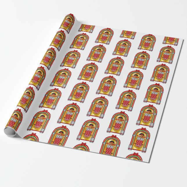 Christmas Jukebox Wrapping Paper (Unrolled)