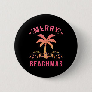 Christmas July Coastal Beach Merry Beachmas Palm 2 Inch Round Button