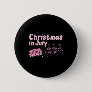 Christmas July Flamingos Camper Trailer Xmas Girls 2 Inch Round Button