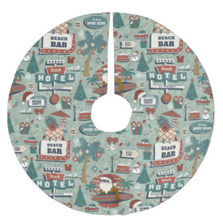 christmas july route 25 beach tropical black santa brushed polyester tree skirt