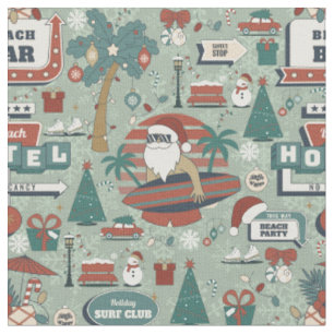 christmas july route 25 beach tropical santa claus fabric
