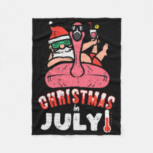 Christmas July Santa Flamingo Pool Float Xmas Men Fleece Blanket